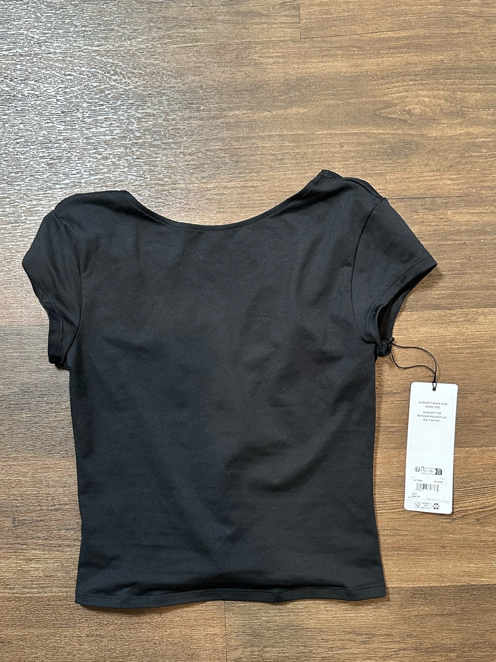 ALO Yoga Women's Black Back For More Tee Short Sleeve Scoop Neck